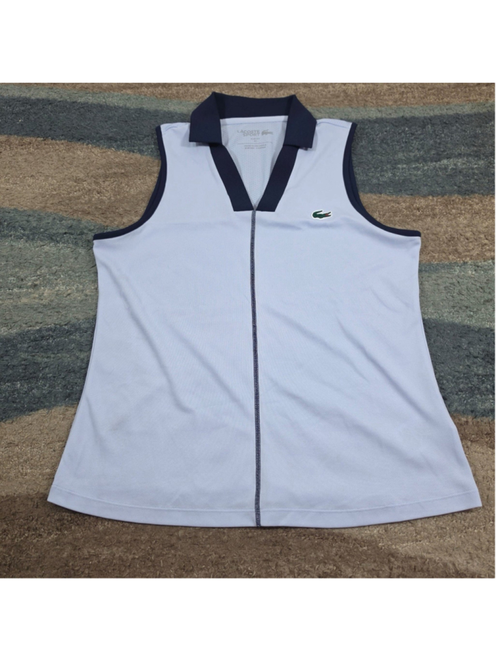Lacoste Sport Womens Sleeveless Tennis Polo Size 42 Light Blue Ultra Dry